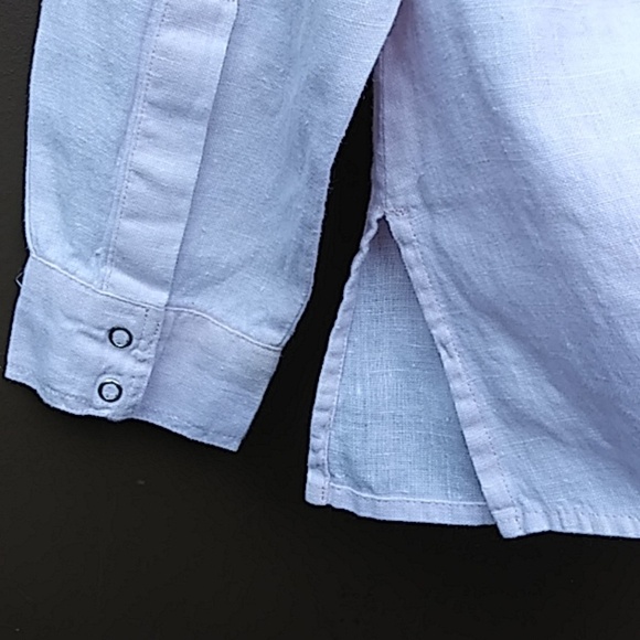 🎈Chico's 100% Linen Snaps Button Down Shirt Sz 0 - Picture 5 of 7